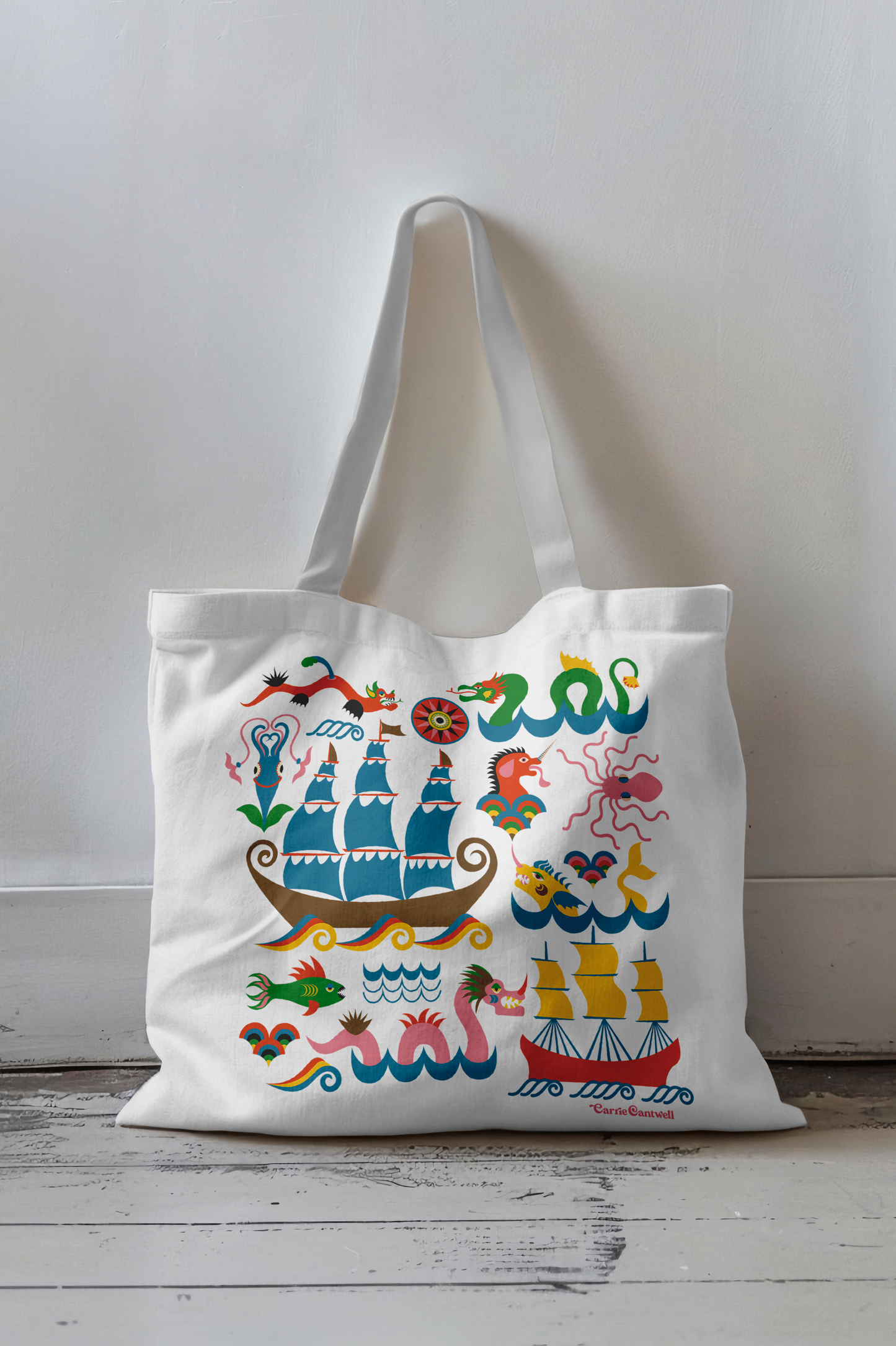 Sea Creatures Cotton Tote Bag