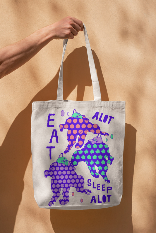 Eat a Lot, Sleep a Lot Canvas Tote Bag